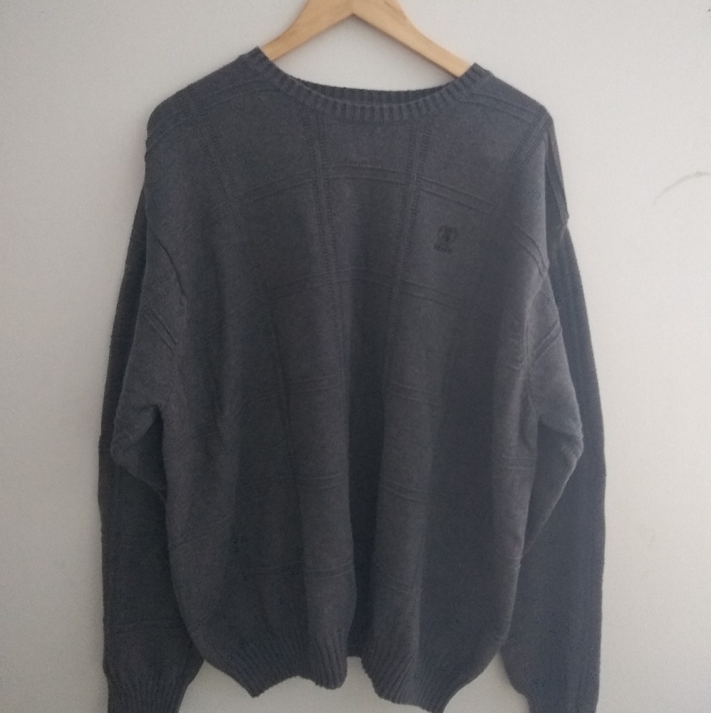 Izod Gray Window Pane Sweater Size XXL